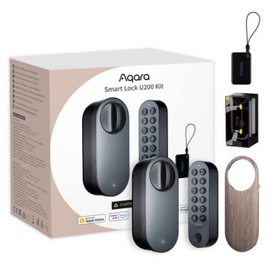 Aqara Smart Lock U200 KitBlackMatter Over Thread Smart Door Lock With FingerprintNfcApple Home Key & Keypad Access from B&Q