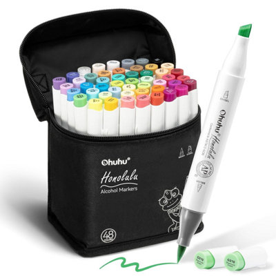 Ohuhu Markers Brush And Chisel Tip: 48-Color Double Tipped Art Marker Set For Artist Adults Cozy Coloring Illustrations from B&Q