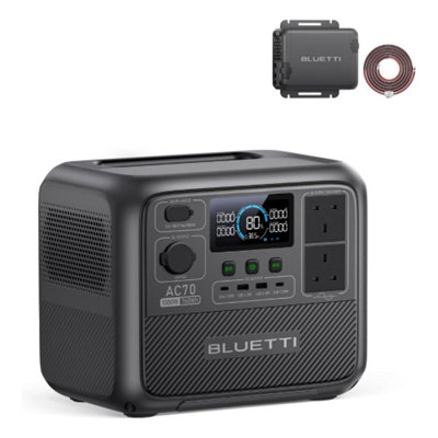 Bluetti Ac70 Portable Power Station With Charger 1768Wh Capacity560W Alternator ChargerFor Road TripsPower Outages from B&Q