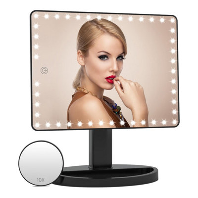 Fascinate Black Rechargeable Rotating Led Vanity Mirror With 10X Magnification from B&Q