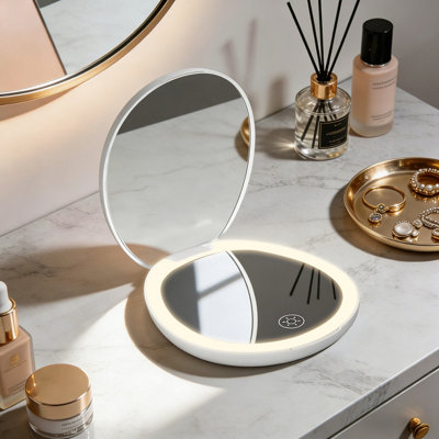 B&Q -  Rechargeable Led Portable Travel Makeup Mirror10X Magnification Hollywood Mirror3 Color ModesBeautiful White