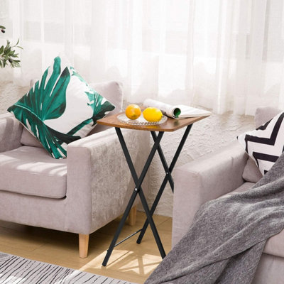 HOOBRO Side TableFolding Tray TableSnack Dinner Tables For Eating At CouchSofa End Table For Small SpaceLiving RoomIndustrial, from B&Q