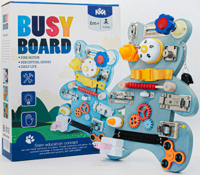 MONTESSORI BUSY BOARD BEAR TODDLER SENSORY TOYS LEARNING MOTOR SKILLS ACTIVITIES - Image 5