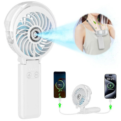 Handfan 5200 Mah Handheld Misting Fan With Portable Charger34 Ml Water TankRechargeable PersonalfanSpray Mist Fans from B&Q