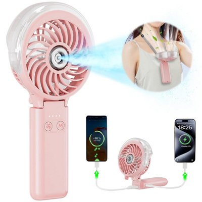 Handfan 5200 Mah Handheld Misting Fan With Portable Charger34 Ml Water TankRechargeable PersonalfanSpray Mist Fans from B&Q