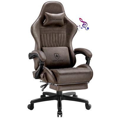 Gtplayer Gaming Chair With SpeakersErgonomic Computer Chairs With Footrest And Bluetooth LinkageDark Brown from B&Q