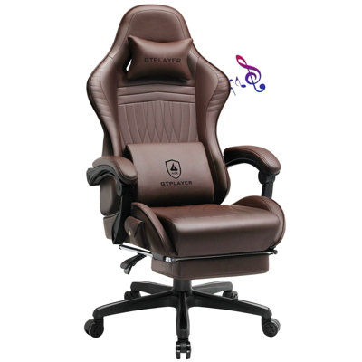 Gtplayer Gaming Chair With SpeakersErgonomic Computer Chairs With Footrest And Bluetooth LinkageLight Brown from B&Q
