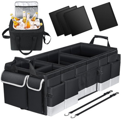 Oasser Car Boot Organiser With Cooler BagLarge Collapsible Storage Multi Compartments And Lid (XxlBlack&grey) from B&Q