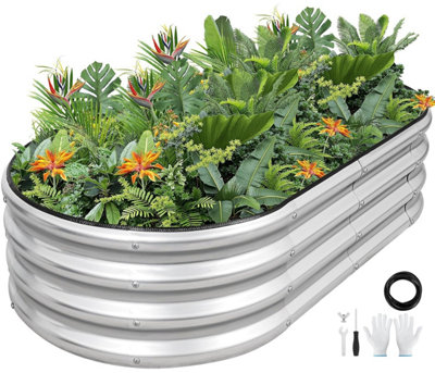 Galvanized Metal Raised Garden Bed Kit120 X 60 X 30 Cm Outdoor Planter Box With Safety Edging And Gloves For Vegetables from B&Q