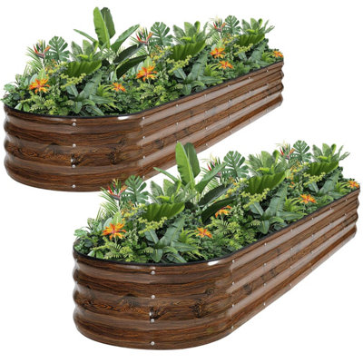 Galvanized Metal Raised Garden Bed Kit240 X 60 X 30 Cm Outdoor Planter Box With Safety Edging And Gloves For Vegetables from B&Q