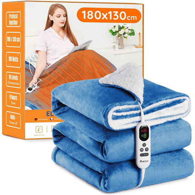 Mia&coco Electric Heated Blanket Throw Flannel Sherpa Fast Heating 180 X 130 Cm10 Heat Levels & Up-To-9-Hours Auto-Off Timer & from B&Q