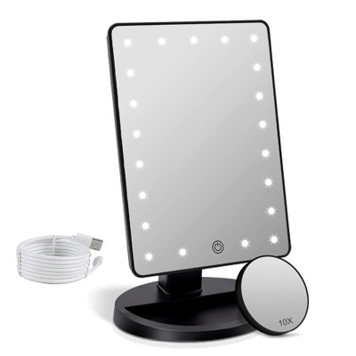 Fascinate Portable Makeup Vanity Mirror With Lights10X Magnification 180 Degrees Rotation from B&Q