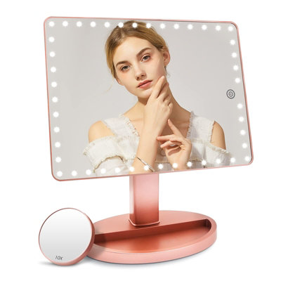 Fascinate Rechargeable Rotating Led Vanity Mirror With 10X Magnification,pink from B&Q
