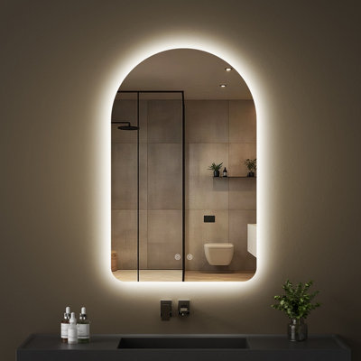 Fascinate Arched Led Bathroom Mirror80X50Cm Tempered Glass Backlit Wall MirrorAnti-FogDimmable 3 Colour LightIp44 from B&Q