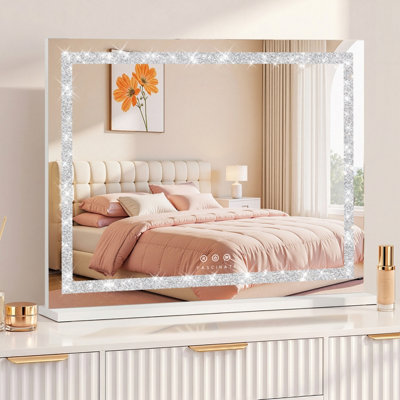 B&Q -  Hollywood Vanity Mirror Crushed Diamond Led Strip Dimmable Xtra Large 80X60Cm