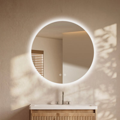 Fascinate 60Cm Round Led Bathroom MirrorTempered GlassAnti-Fog3-Tone Dimmable Backlit Circular Wall MirrorIp44 Rated from B&Q