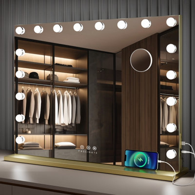 B&Q -  Hollywood Vanity Mirror Xtra Large 80X60Cm 18 Dimmable Led3 Colour ModesElegant Gold