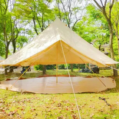 Latourreg Waterproof Sunscreen Family Tent Outdoor Exquisite Camping 5M Cotton Breathable Mongolia Camping Bell Tent Yurt Tent from B&Q