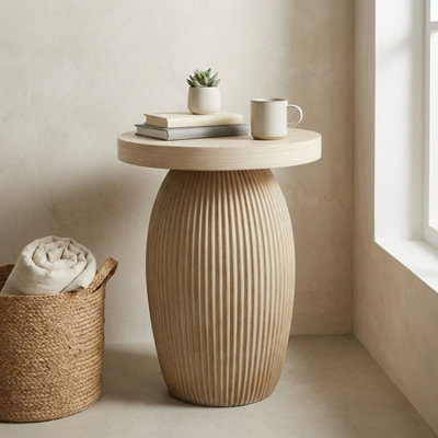 Garden Greatness Evie Round Slat Natural Side Table from B&Q
