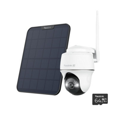 B&Q -  Advantage Series B4404K Pt Battery Wifi Outdoor Security Camera With Solar Panel + 64Gb