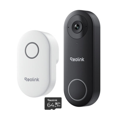 Reolink 2K+ Wifi Smart Ai Detection, Custom Motion Zone Doorbell & Chime + 64Gb Microsd Card