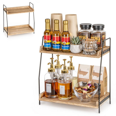  - Anboxit Countertop Coffee Station Organizer2 Tier Wooden Shelf For Bar AccessoriesCondiment Storage Caddy KitchenHome