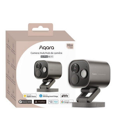 Aqara Camera Hub G5 Pro (Wi-FiGrey) Full-Colour Night VisionZigbeeThread & Matter CompatibleHomekit Secure Video from B&Q