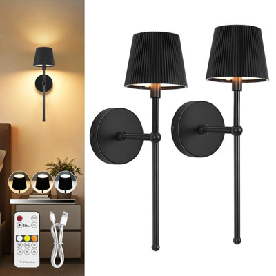 Dehobo Rechargeable Wall Lights Set Of 2Battery Operated With 3 Color TemperatureStriped Dimmable 5200 Mah Wireless Sconces from B&Q