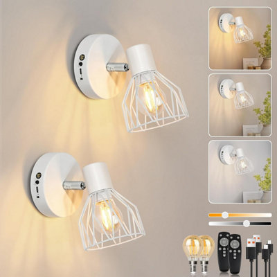 Dehobo Battery Operated Wall Light2 Set Wireless Sconces With Dimmable Led BulbsType-C Rechargeable Lamps Remote Control from B&Q