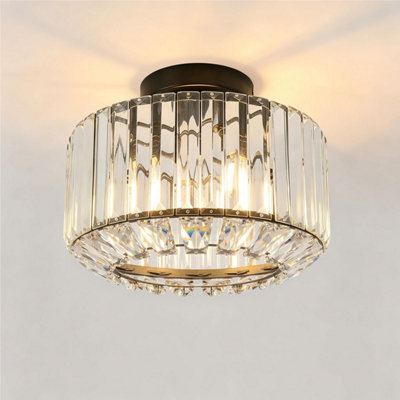 Anwio Black Crystal Ceiling Light,modern Lights Living Room,light Fittings Ceilings,dia 26.5 Cm Industrial Chandeliers For from B&Q