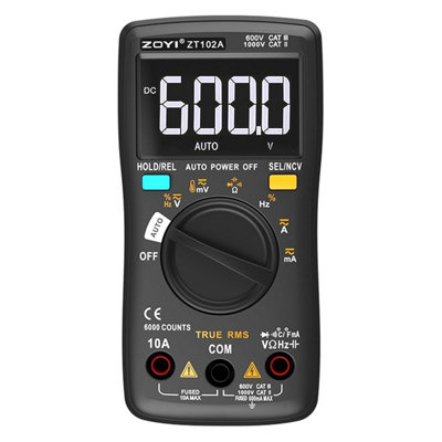 Zoyi Zt-102A True Rms Digital Multimeter25-Function Auto-Ranging6000-CountNcvTemperatureBacklit LcdCat Iii 600V from B&Q