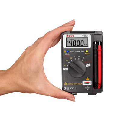 Zoyi Vc921 Pocket Digital Multimeter 4000 Counts Mini Multi Tester Ac/dc Ohm Volt Amp Capacitance Frequency Diode Continuity from B&Q