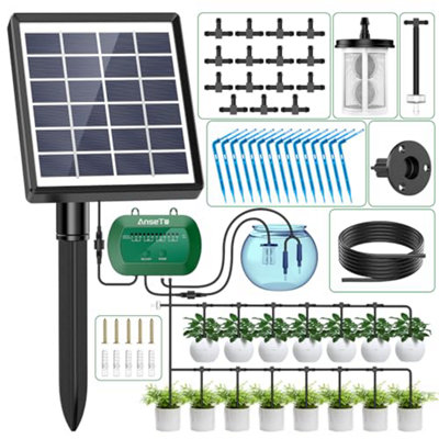  - Anseto Solar Irrigation System,solar Drip Kit With 15 Drippers,solar Watering System Diy Automatic For