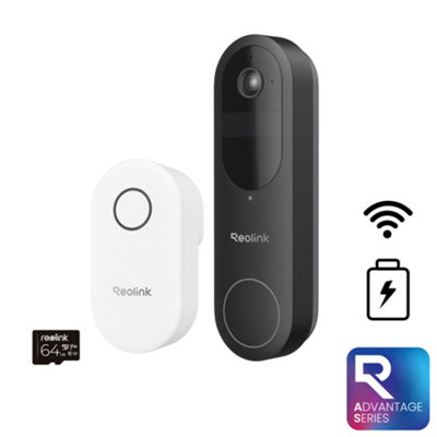 B&Q -  2K Battery Wifi Video Doorbell With Chime + 64Gb