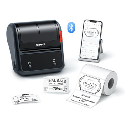 B&Q - Nb119NiimbotB3S-PPortable Thermal Label Bluetooth Printer Incl Free Label (70X40mm)
