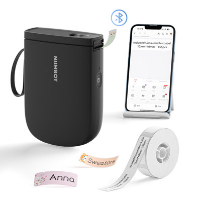 B&Q - Nb525NiimbotD11-H300DpiPortable Bluetooth Label Printer Inc Free Label Roll