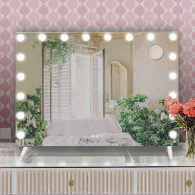 B&Q Matteo Hollywood Vanity Mirror Makeup Mirror 18 Led Dimmable Bulbs 3 Colour Bedroom Cosmetic Mirror Table And Wall Mt008058-1 Light