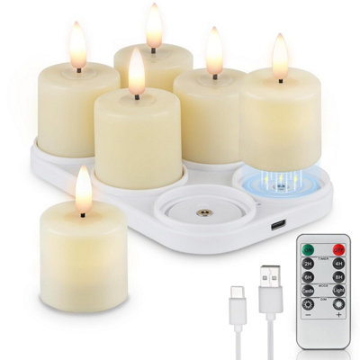 Rhytsing 6 Rechargeable Flameless Votive Candles With Timer For Home DecorLed Faux Battery Operated Tealight Magnetic Charging from B&Q