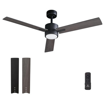 Vagizm 52 Inch Ceiling Fan With Light For BedroomReversible Function3 Color Temperature & Dimmable BrightnessQuiet from B&Q