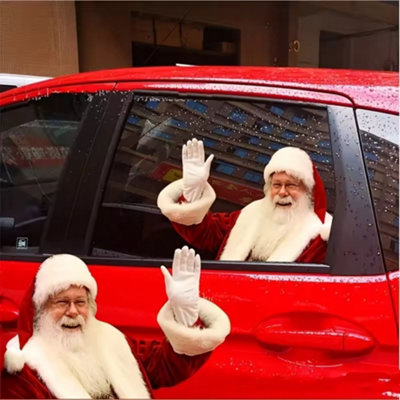 2 Pieces Waterproof Realistic Waving Santa Claus Sticker from B&Q