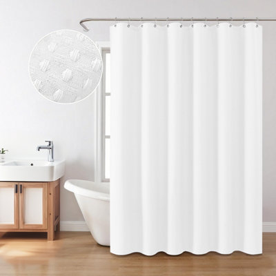 INHOUSOLU HOME DÉCOR Inhousolu Home Decor Luxury Fabric Shower Curtain Heavy Duty Waffle Weave 230 Gsm Water Repellent Machine Washable from B&Q