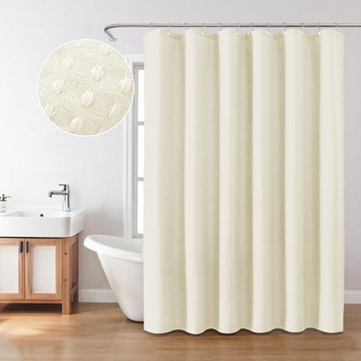 INHOUSOLU HOME DÉCOR Inhousolu Home Decor Luxurious Shower Curtain Heavy Duty Waffle Weave 230 Gsm Water Repellent Machine Washable