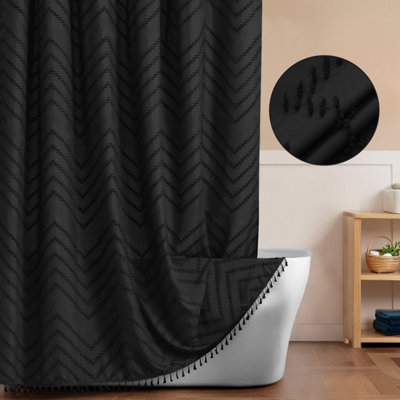INHOUSOLU HOME DÉCOR Inhousolu Home Decor Stylish Boho Shower Curtain Tufted Chevron Stripes Waterproof Washable from B&Q