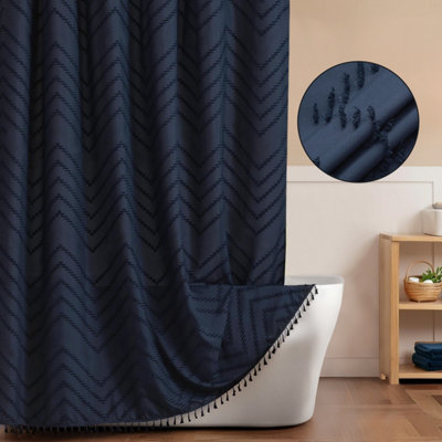 INHOUSOLU HOME DÉCOR Inhousolu Home Decor Stylish Boho Shower Curtain Tufted Chevron Stripes Waterproof Washable from B&Q