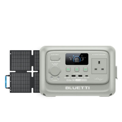 Bluetti Solar Generator Elite 30 V2 With 60W Solar Panel288Wh Lifepo4 Portable Power Station600W Ac OutletsFor CampingHome from B&Q