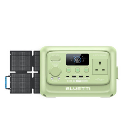 Bluetti Solar Generator Elite 30 V2 With 60W Solar Panel288Wh Lifepo4 Portable Power Station600W Ac OutletsFor CampingHome from B&Q