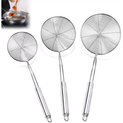 Maestro craft 18Cm Heavy Duty Stainless Steel Skimmer Chinese/indian Strainer Ladle Frying Chips from B&Q