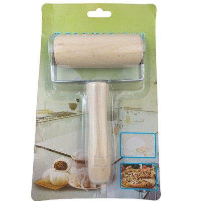 B&Q -  Wooden T Shaped Dough Roller Rolling Pin Baking Kitchen Tool Pizza Pastry