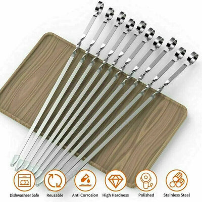 Maestro craft 10Pcs Bbq Barbecue Sticks Metal Skewers Kebab Outdoor Grill 35Cm from B&Q