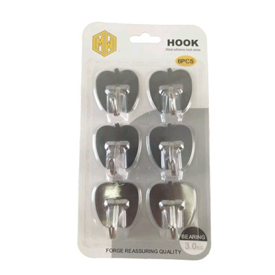 Maestro craft 6Pcs Stainless Steel Self Adhesive Hooks Strong Sticky Stick On Wall Door Hooks from B&Q